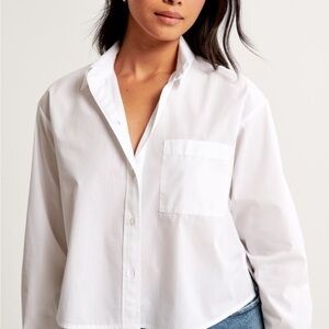 Oversized Cropped Poplin Shirt Abercrombie & Fitch